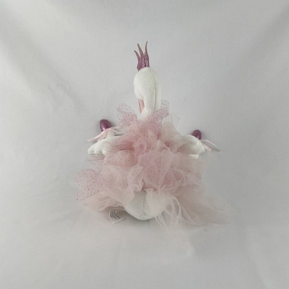 Floral Services Sophia White Swan 18" Plush Pink Ballerina Tutu Sparkle Crown - Picture 3 of 8